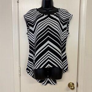 HeartSoul Black and White Chevron Blouse